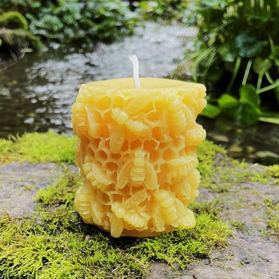 Set Regalo Candele In Cera D'api Naturale 100% Fatte A Mano | 4 Pezzi In Scatola Regalo Speciale