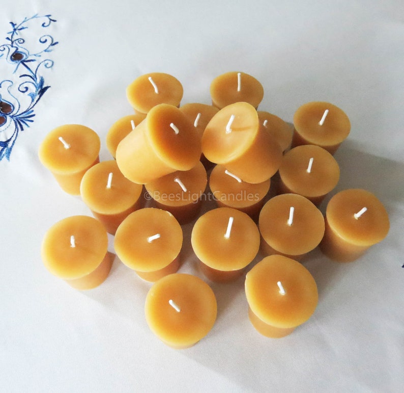 20 Beeswax Votive Candles / BULK Set / 100 NATURAL Etsy