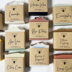 Vegan Cold Process Soap Bars Natural Handmade Bath Gift Set Multiple Essential Oil Scents