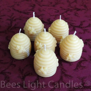 Beeshive Skep Candle 100% Pure Beeswax Votives / Handmade in USA Natural Bees Wax Bee Hive Votive Candles / Natural Honey Scent Wedding Gift