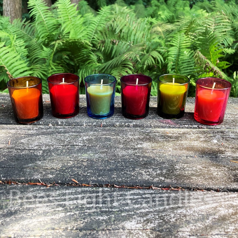 Colored Glass Votive Holders / With or Without Beeswax Candles Etsy