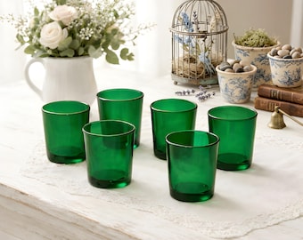 Green Glass Votive Candle Holder Optional USA Beeswax Votives Romantic Table Decor Wedding Centerpiece Colored Container Votive Cup Lighting