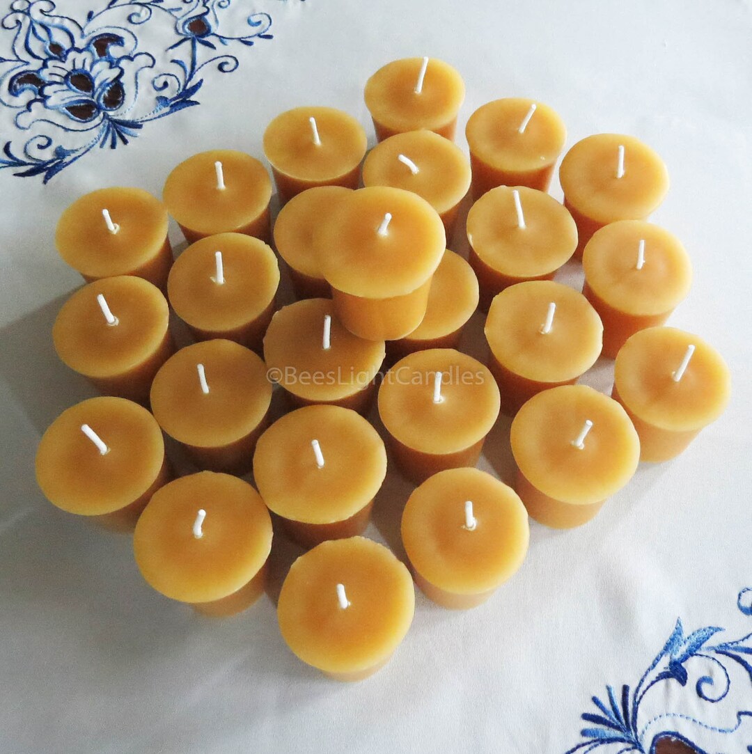 Beeswax Votive Candles BULK Set of 25 / 100 NATURAL Handcrafted in the
