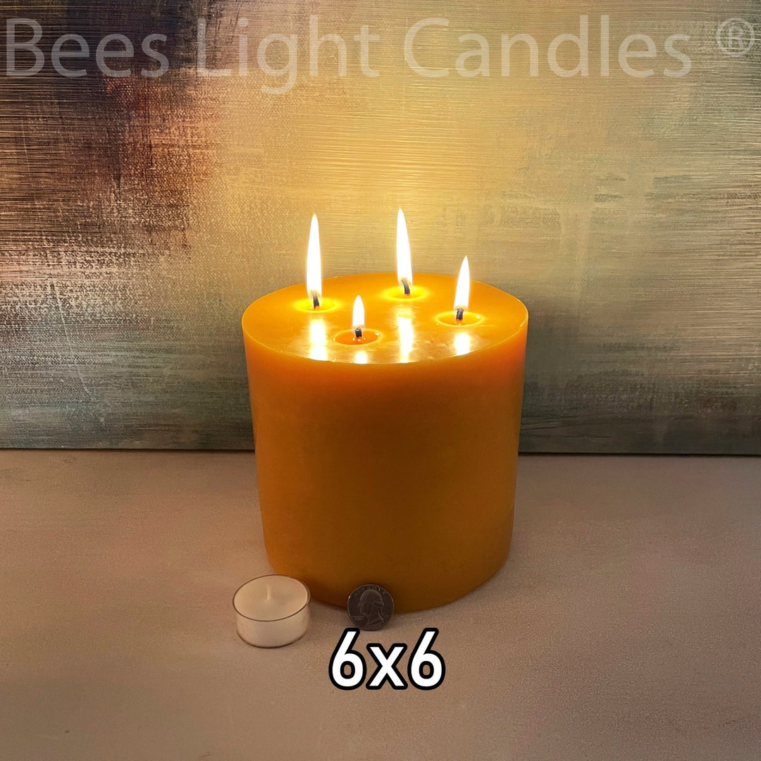 6 Inch Wide Six Inch TALL BEESWAX PILLAR Candles / Pure Bees Wax Clean