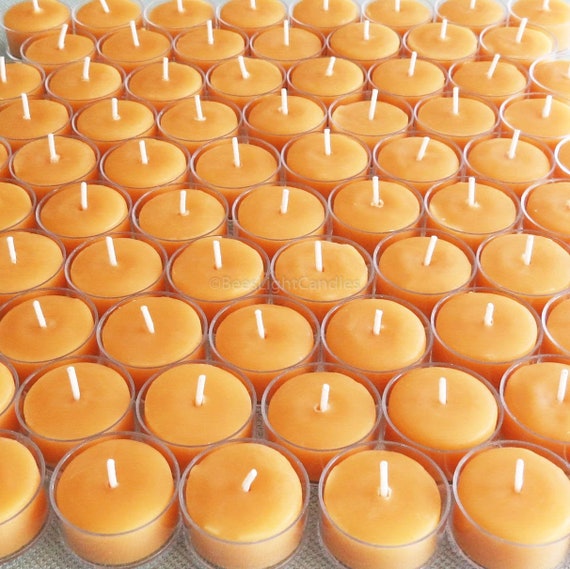 Teelichter aus Bienenwachs, Großpackung, 100 % natürlich, handgefertigt / Honig / Für Hochzeiten, Partys / Sanfte Aromatherapie / Meditation / Heilung