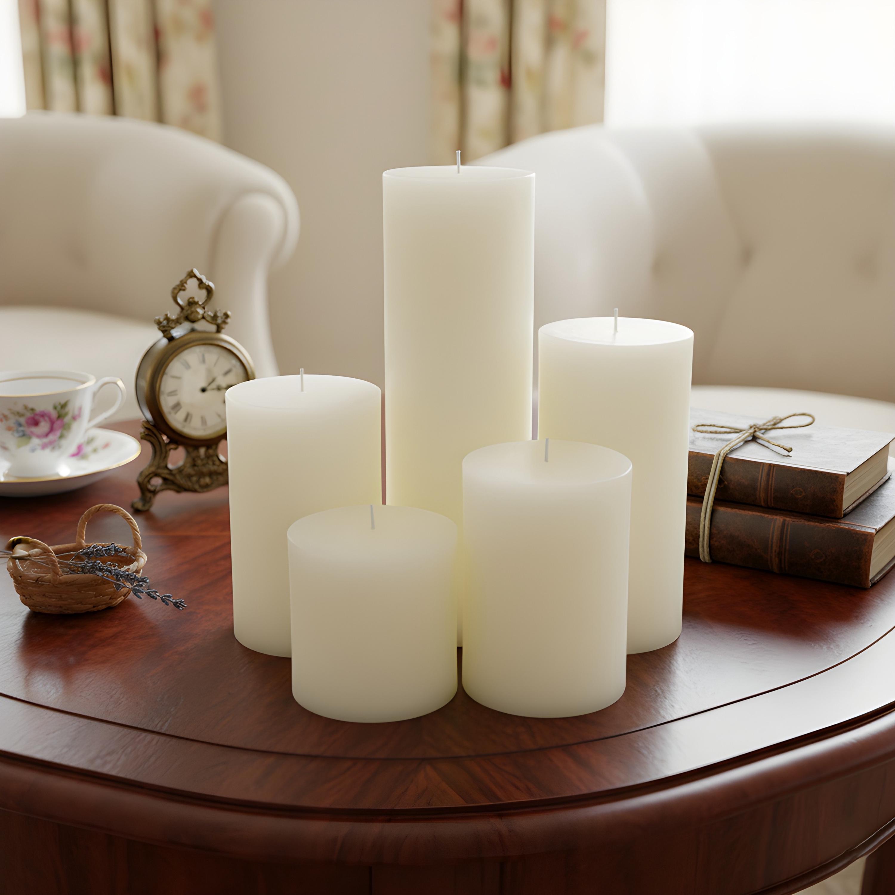 Set Di 2 Candele Cilindriche In Pura Cera D'Api Fatte A Mano - 3,8 X 15,2 Cm - Naturali, Antigoccia, Senza Profumo