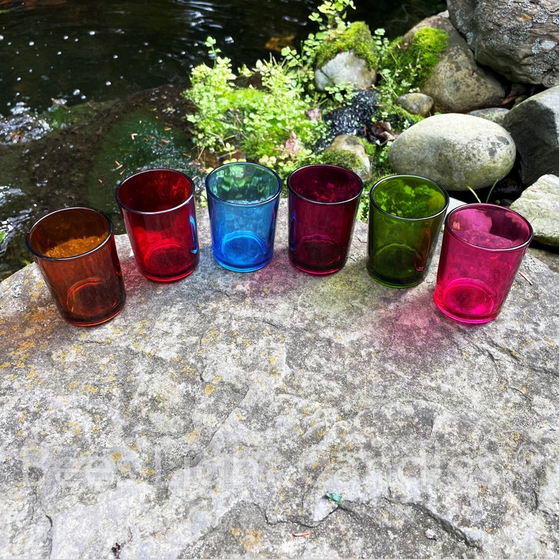 Colored Glass Votive Holders / With or Without Beeswax Candles Etsy