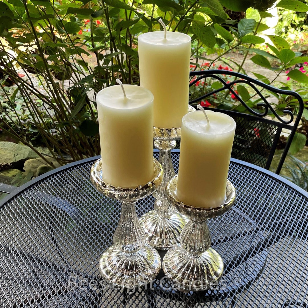Mercury Glass Pillar Candle Holder Set of 3 / With or Without Handmade ...