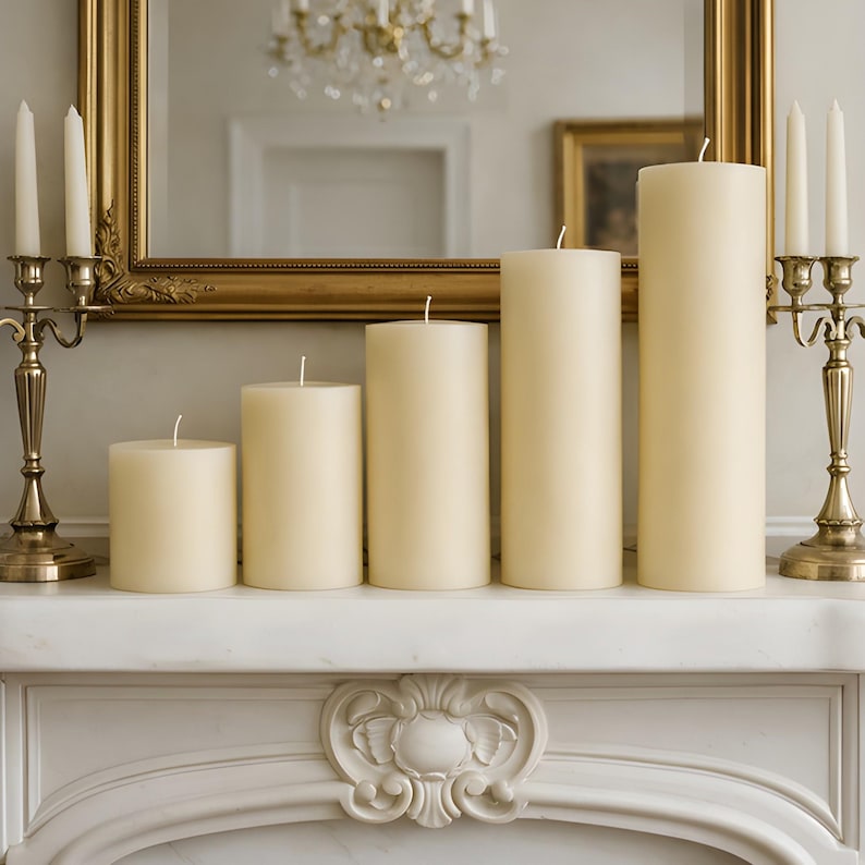 Handmade natural beeswax pillar candle
