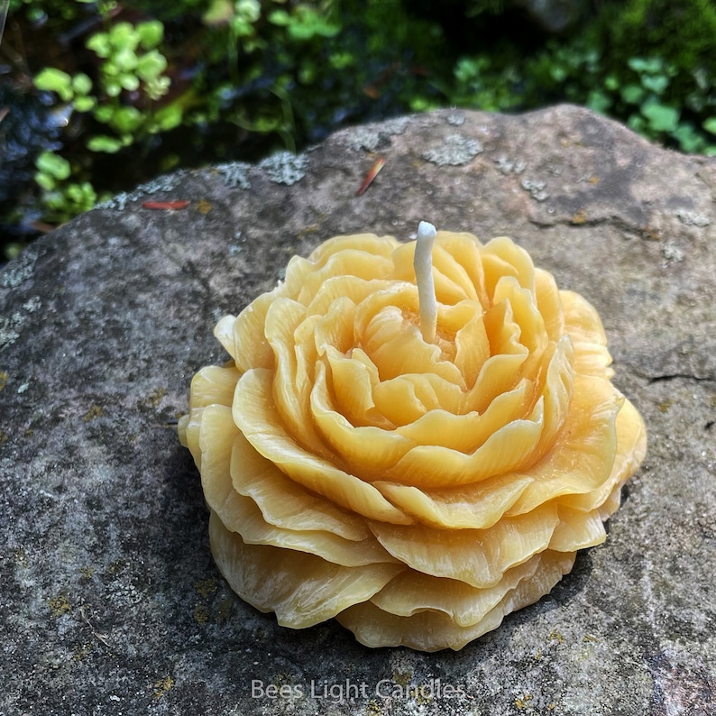 Peony Flower Beeswax Candle / 100% All Natural Bees Wax / Handmade in USA / Floral Candles / Cute Gift / Grandmother / Mother / Girlfriend image 3