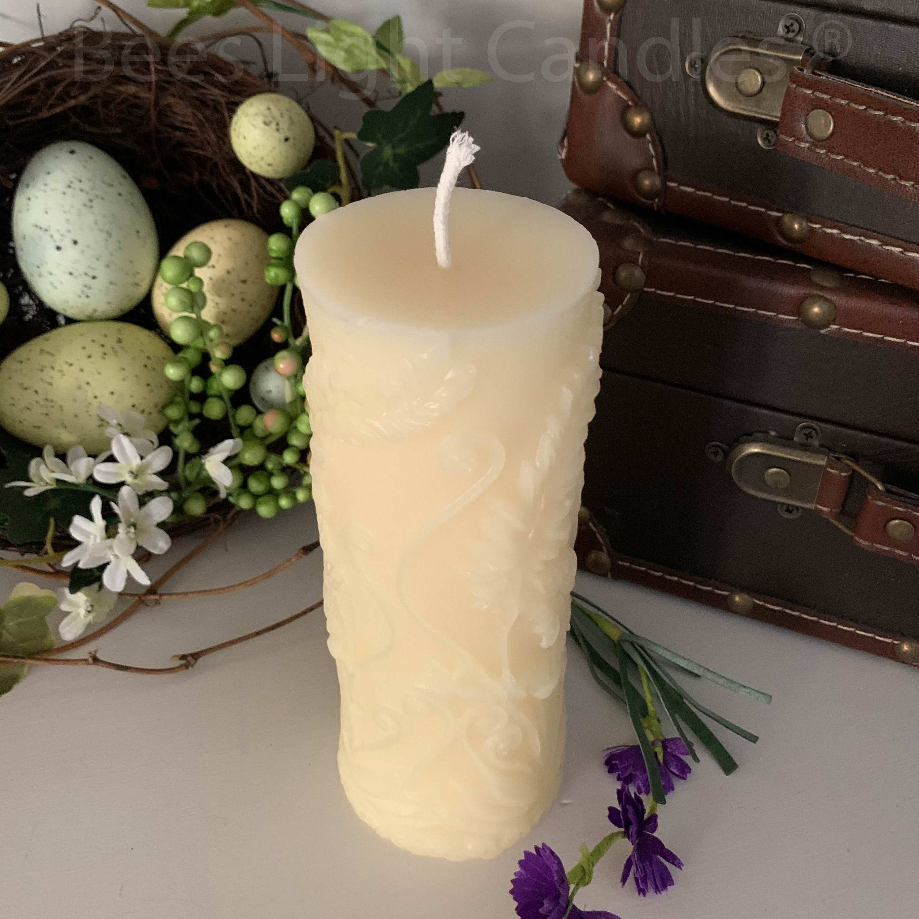 Vela De Pilar De Cera De Abeja | Vela Hecha A Mano - Vela De