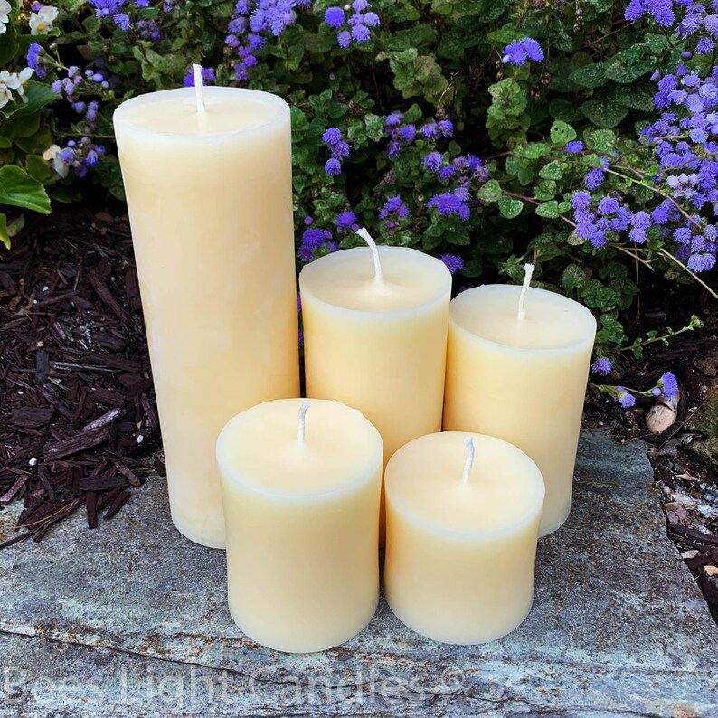 WHITE BEESWAX PILLAR Candles / Pure Natural Bees Wax / Etsy