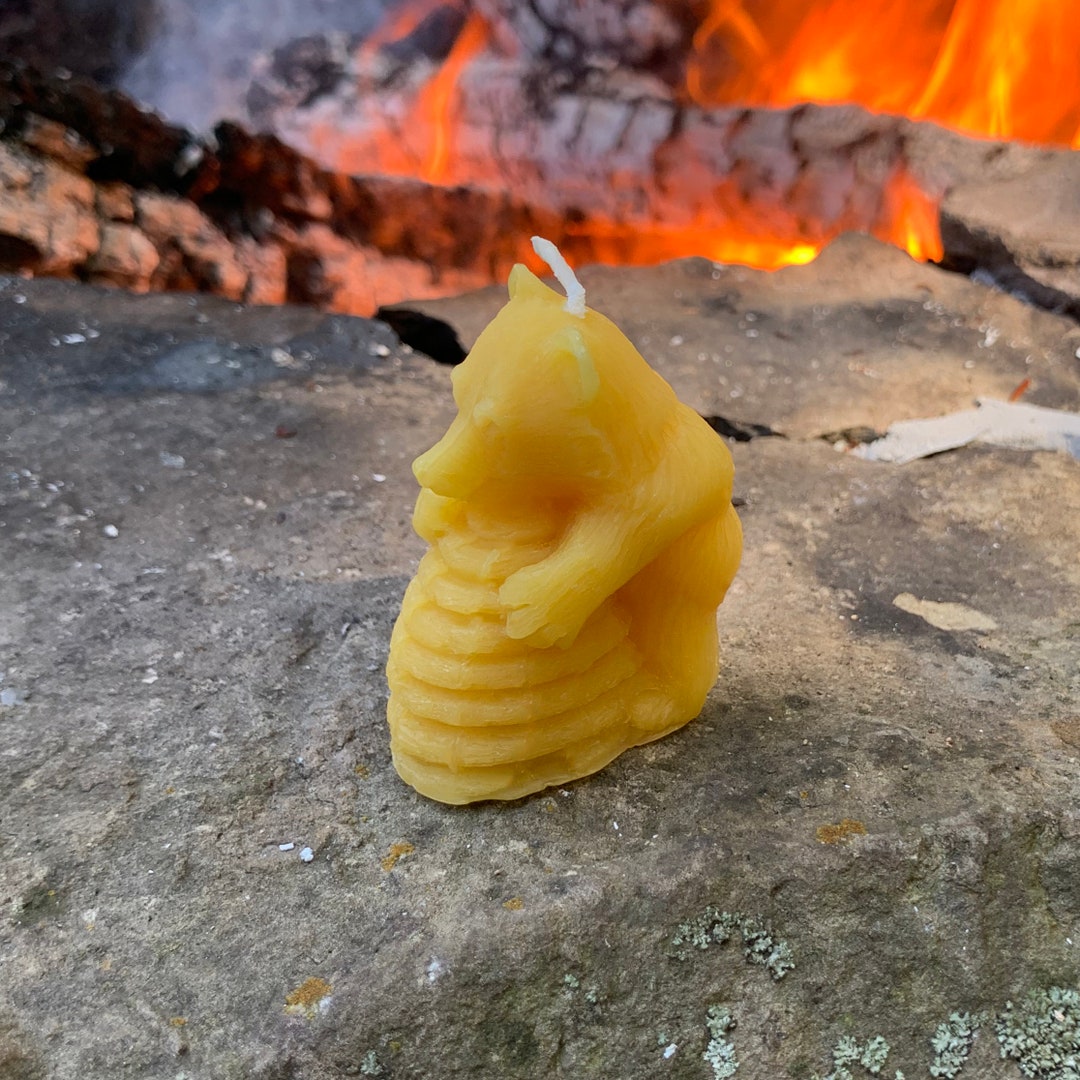 Bear Hugging Beehive Candle / All Natural Beeswax / Gift / Birthday