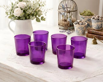 Purple Glass Votive Candle Holder Optional USA Beeswax Votives Romantic Table Decor Wedding Centerpiece Color Container Votive Cup Lighting