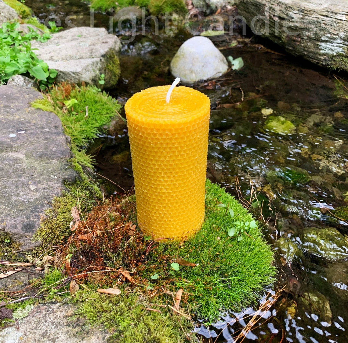 2" x 8" Honeycomb Beeswax Pillar Candle