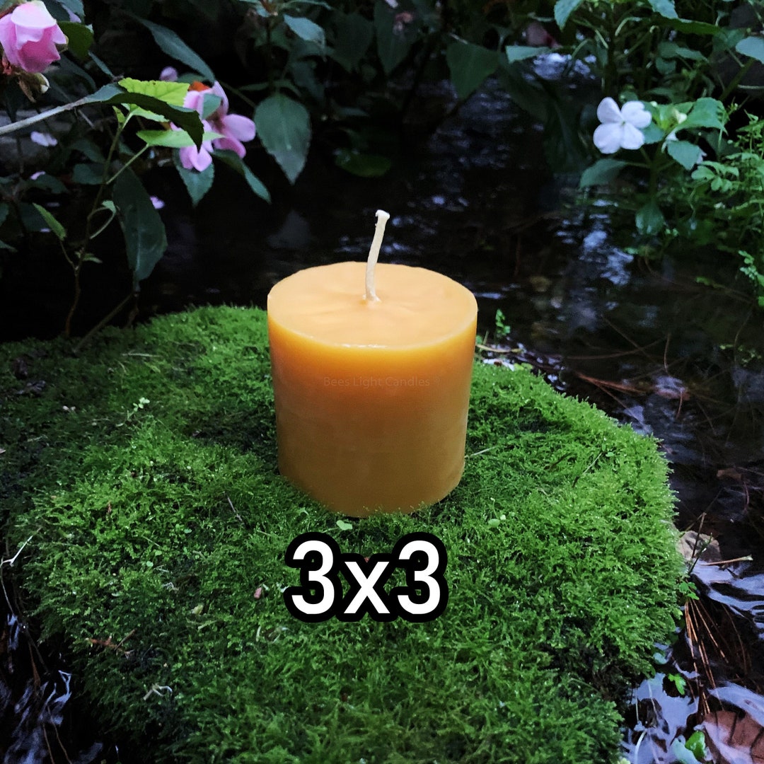 3x3 Beeswax Pillar Candle / 3 Inch Thick Pillars / All Natural BEES WAX