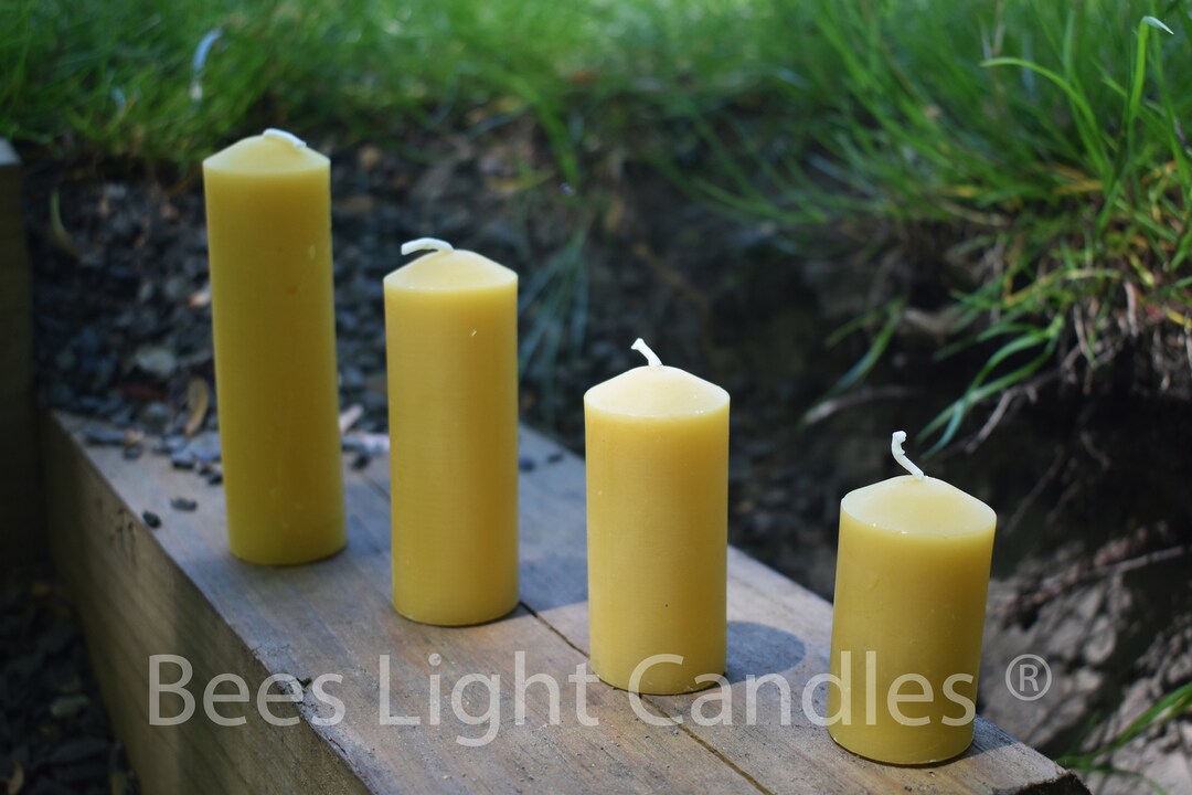 Beeswax Pillar Candle Set / 100 Natural Bees Wax Candles / Pure