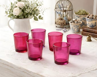 Pink Glass Votive Candle Holder Optional USA Beeswax Votives Romantic Table Decor Wedding Centerpiece Color Container Votive Cup Lighting