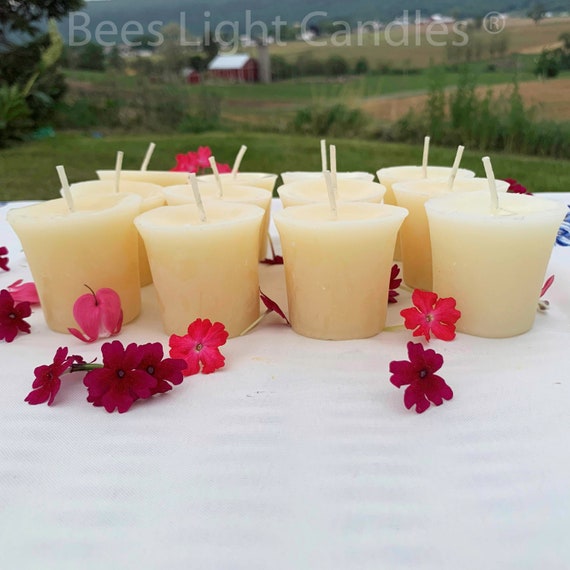 50 Tealight Beeswax Candles BULK 100% Natural Handcrafted in USA/Clear Cup  Tea Lights/Wedding/Event/Party/Holiday/Clean Burning Emergency Candle/Unsce