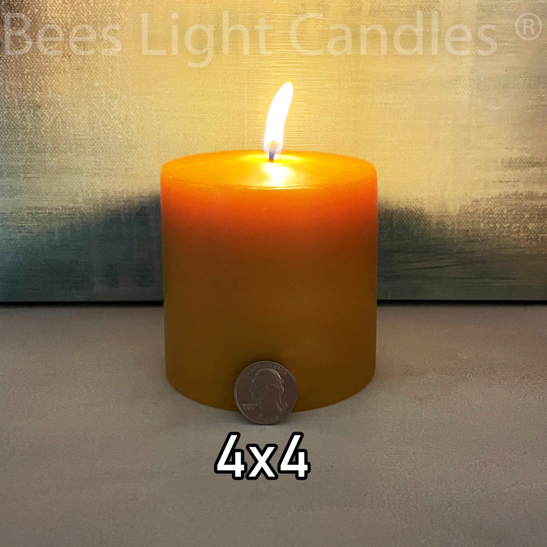 4 X 4 Beeswax Pillar Candles / Large All Natural Pure Bees Wax Candle