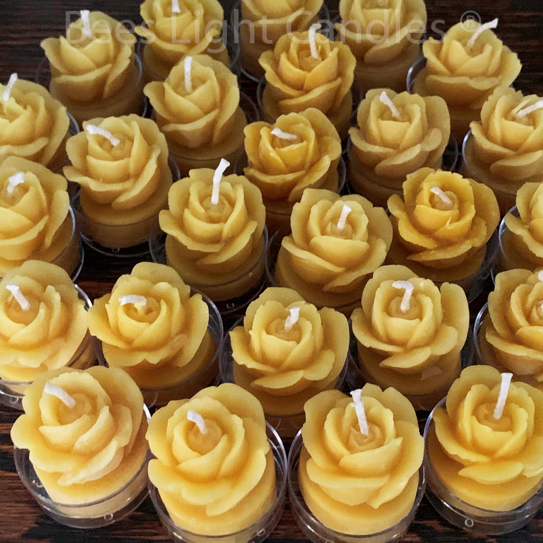 Rose Tea Light Candle Set / Handcrafted in the USA / 100 Pure Etsy