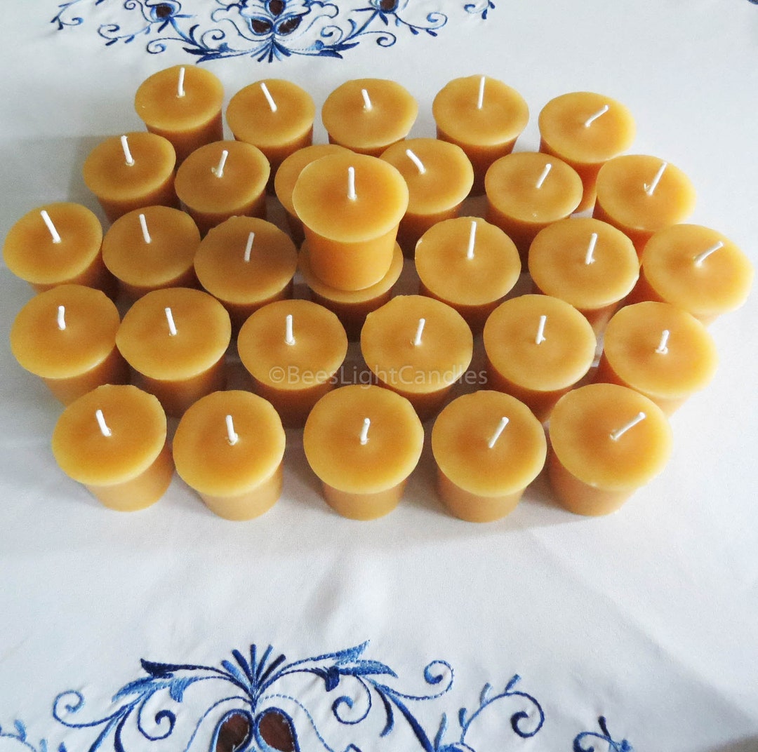 Beeswax Votive Candles BULK Set of 30 / 100 NATURAL Handcrafted in the