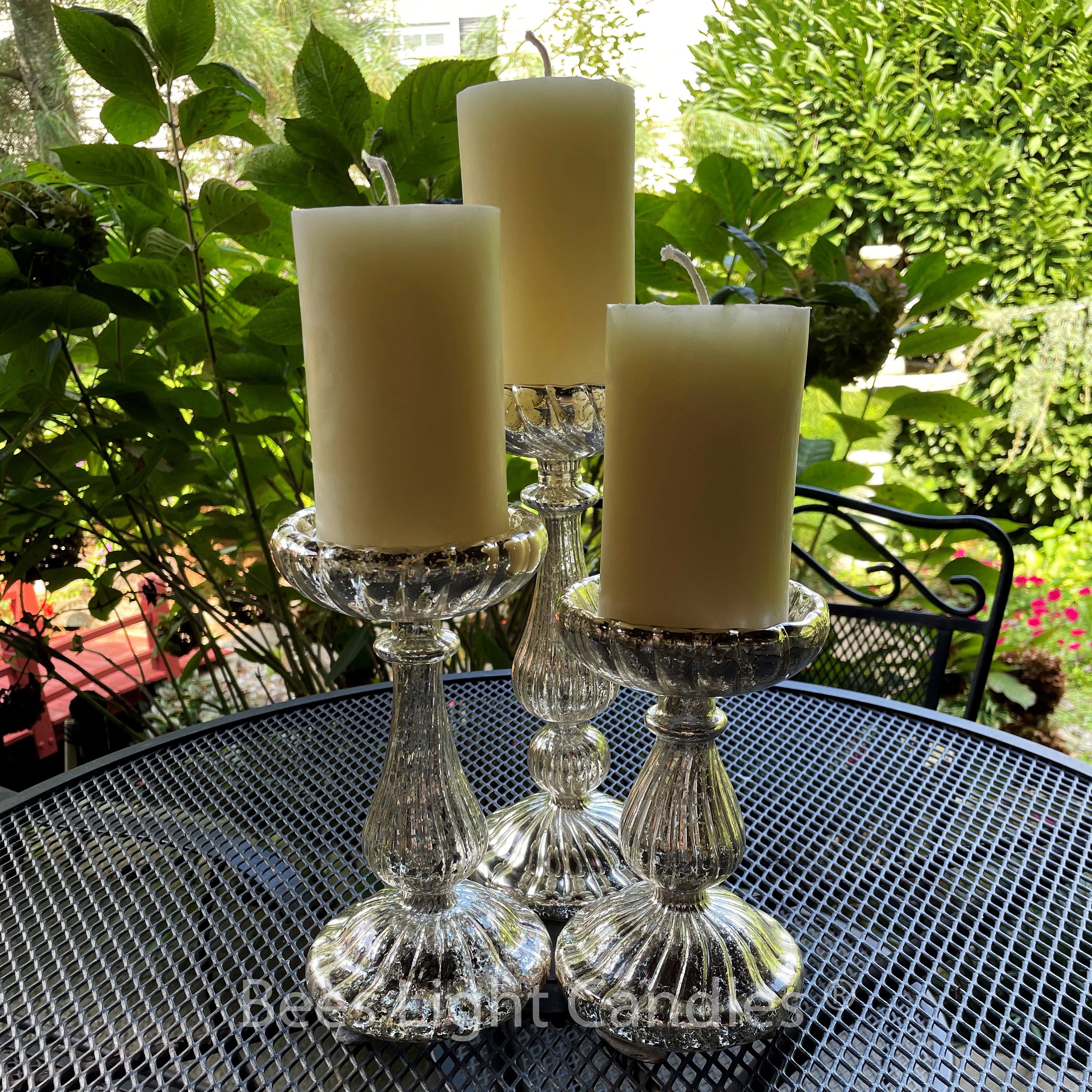 Mercury Glass Pillar Candle Holder Set of 3 / With or Without | Etsy
