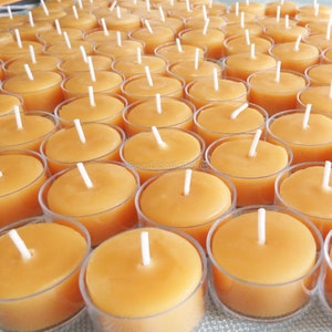 Tealight Beeswax Candles BULK 100% Natural Handcrafted USA / 6 / 12 / 25 / 50 / 75 / 100 / 200 / 300 Tea Lights Wedding Event Party / Honey