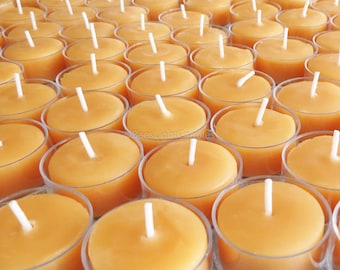 Tealight Beeswax Candles BULK 100% Natural Handcrafted USA / 6 / 12 / 25 / 50 / 75 / 100 / 200 / 300 Tea Lights Wedding Event Party / Honey