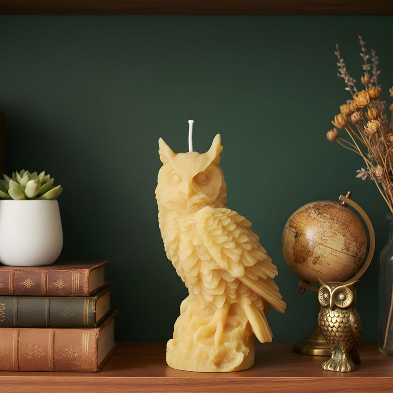 BeesLightCandles Owl Beeswax Candle