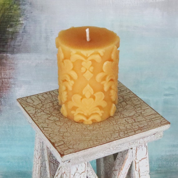 4 x 11 Beeswax Pillar Candle / Large All Natural Bees Wax Candles / Clean  Burn