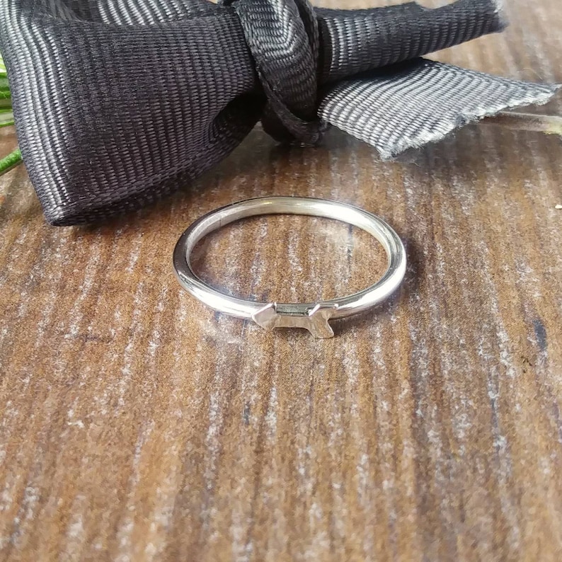 Skinny Stacking Arrow Ring Thin Silver Hammered Ring,