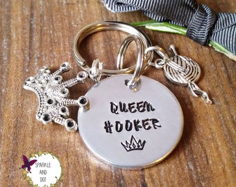 Personalised Crochet Keyring, Gift For Knitters, Knitting Friend Keychain,