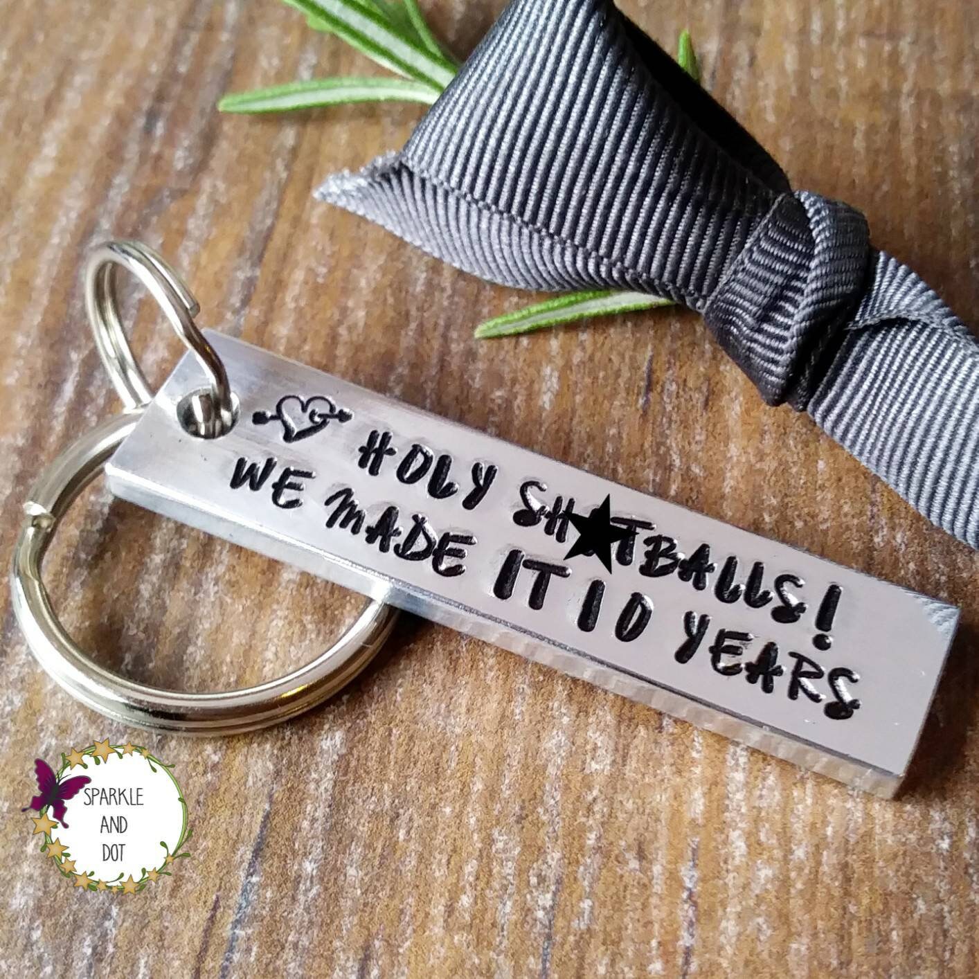 TIN Years /& Counting 10th Wedding Anniversary Gifts 10 KEYRING Keychain Husband