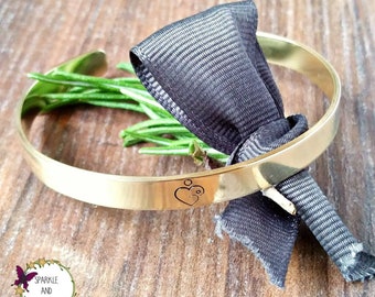 Golden Booby Bracelet, Breastfeeding 1 Year Milestone Gift, Brass Hand Stamped Cuff,