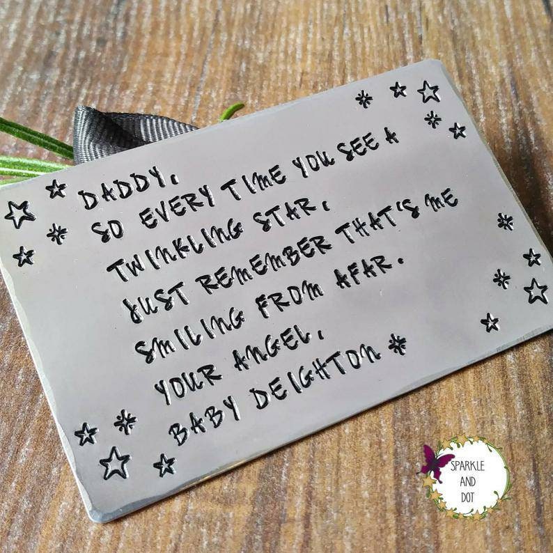 Personalised Metal Wallet Insert, Father's Day Gift For Angel Daddy, Infant Child Loss Keepsakes, image 4