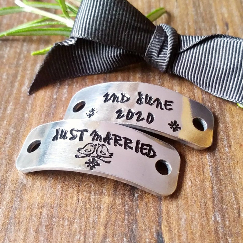 Personalised Bridal Sneaker Tags, Wedding Trainer Tag, Flat Wedding Shoe Tags, Just Married, image 3