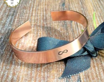 Personalised Copper Infinity Bracelet, Hidden Message Bracelet, 7th Anniversary,