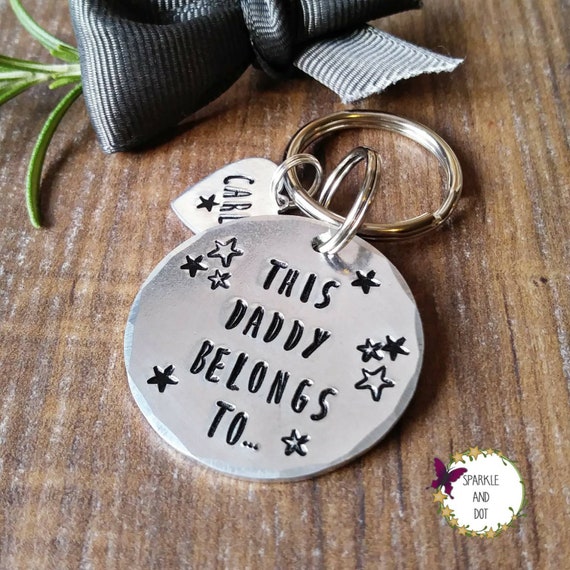 Personalised Double Side Photo Keyring Dad Mum Belongs to Birthday Present Gifts