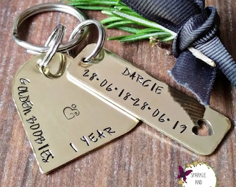 Golden Boobies Breastfeeding Keyring, One Year Nursing Milestone, Gold Heart Keychain,