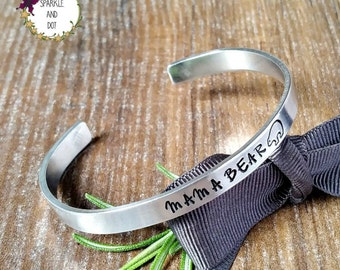 Mama Bear Bracelet, Mother's Day Gifts, Personalised Gift for Mummy,