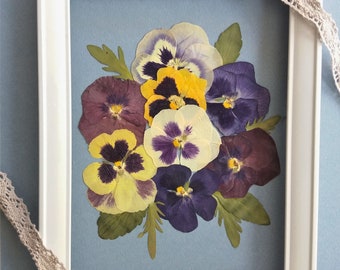 Pressed Pansies for framing. Set of 9 real, colorful Pansies for craft projects. Pressed flower art supply. Handpicked, real dried Pansies.