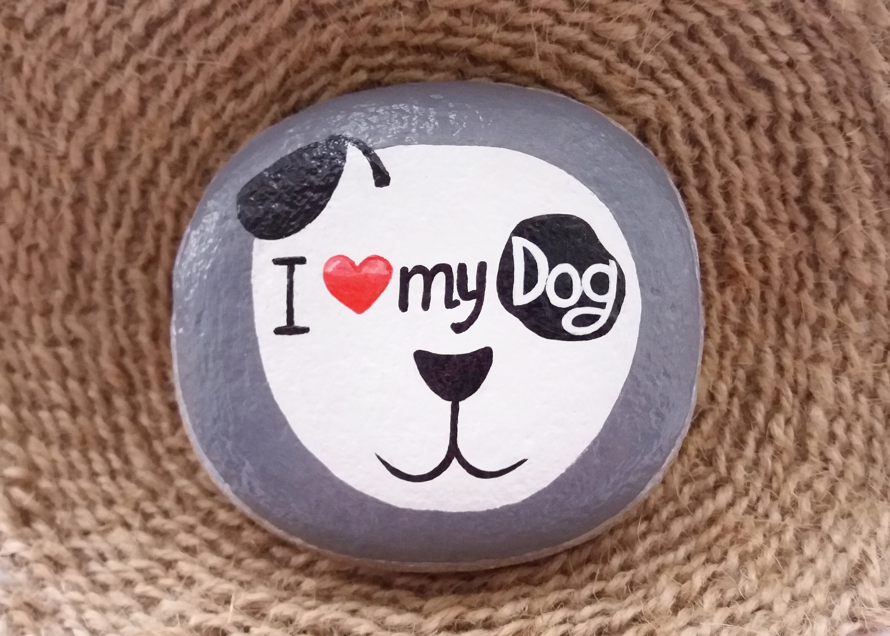 I Love My Dog Painted Stone Rock Art Dog Ornament Dogs Etsy