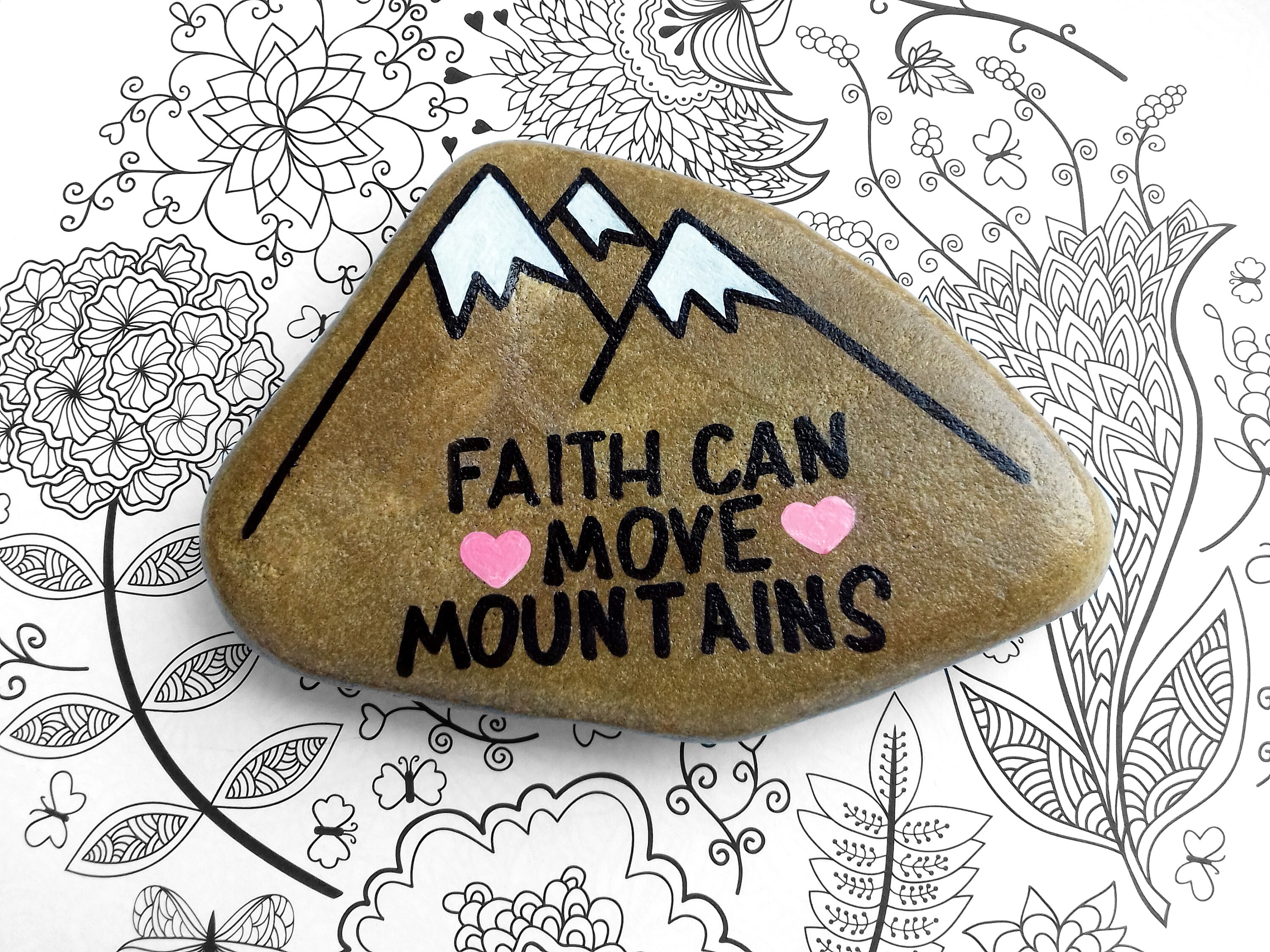 Faith Can Move Mountains Painted Stone Painted Rocks Etsy
