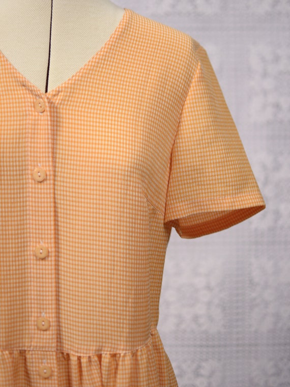 1990s St Michael orange and white gingham button … - image 9