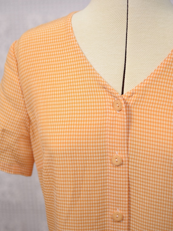 1990s St Michael orange and white gingham button … - image 3