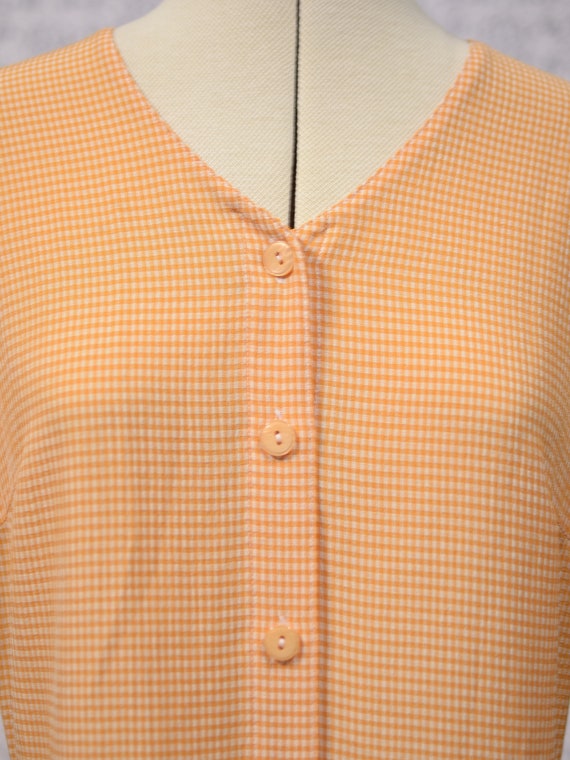1990s St Michael orange and white gingham button … - image 4