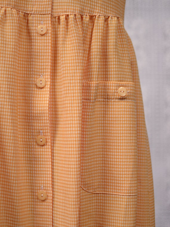 1990s St Michael orange and white gingham button … - image 7