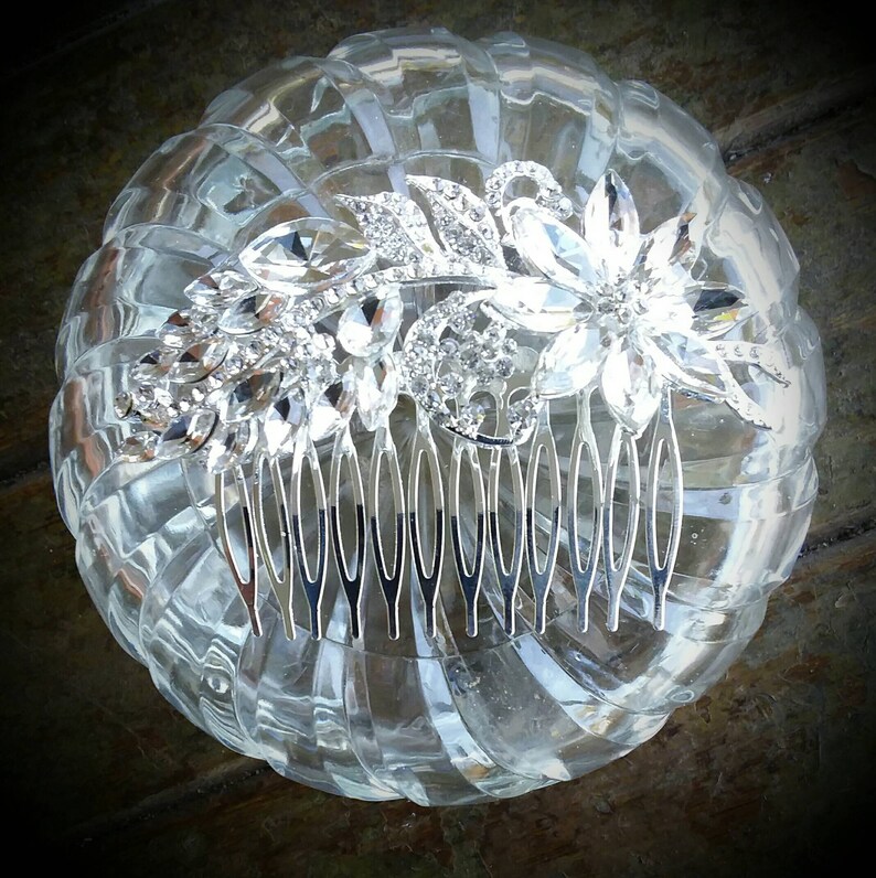 WEDDING SWARVOSKI HAIR Comb Crystal Hairpiece Bridal Headpiece Veil