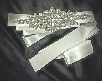 CRYSTAL WEDDING SASH Sparkling White Wedding Accessory Bridal Formal belt sash crystals ribbon accessories bridal gown Crystals rhinestone